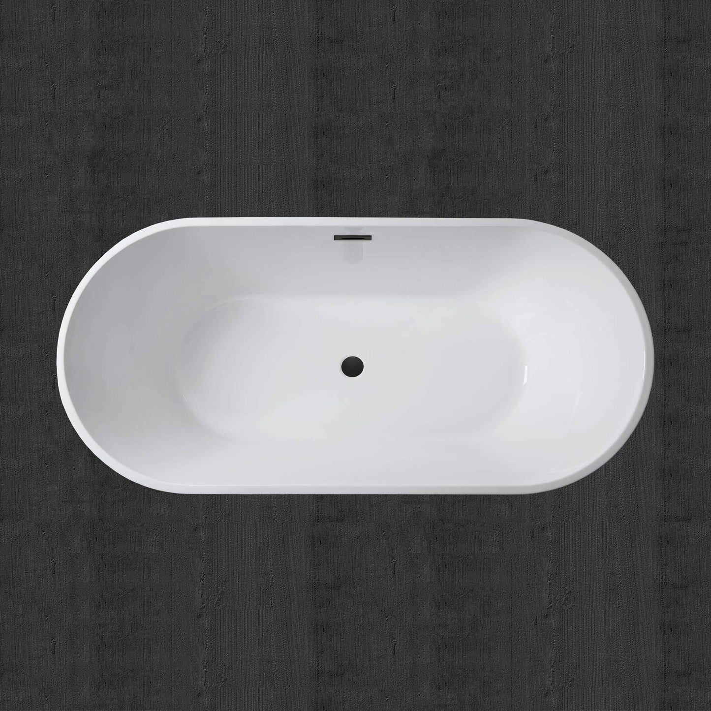 WOODBRIDGE 67" Freestanding Acylic Soaking Bathtub with White, Drain and Overflow in Matte, BTA1813-MB-Drain &O, Matte Black