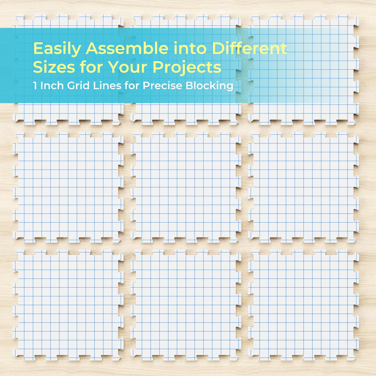 Yiitoll Blocking Mats for Knitting, Extra Thick Knitting Blocking Mat with Grid Lines, 9 Packs Crochet Blocking Board for Needlepoint or Crochet Includes 100 T-pins and Storage Bag