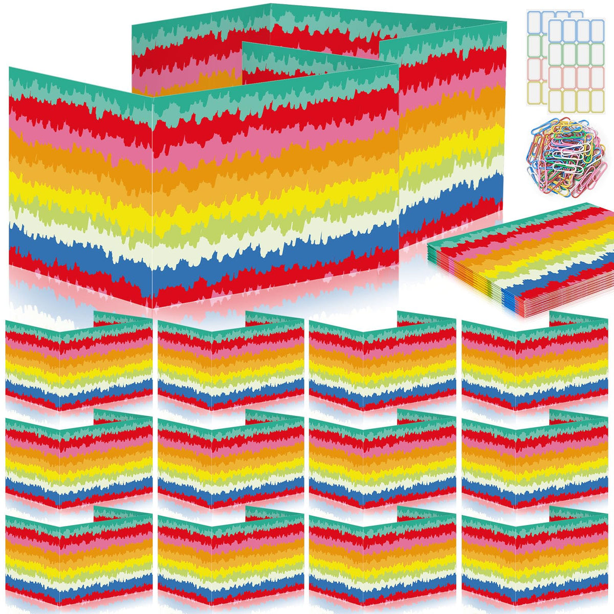 Cinrobiye 24 Pcs Inspirational Privacy Folders Standard for Students Cardboard Shields Test Privacy Boards Motivational Words Desk Dividers Shield for Classroom School Study Supplies (Tie-Dye)
