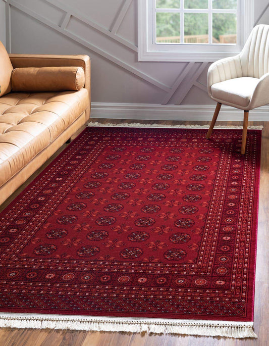 Unique Loom Tekke Collection Over-Dyed Saturated Traditional Torkaman Area Rug, 9 ft x 12 ft, Red/Burgundy