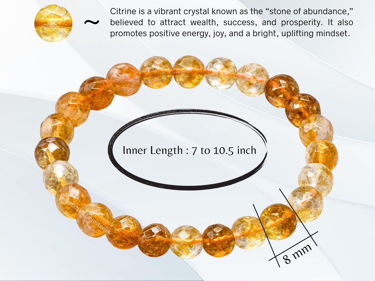 Amazing Gemstone Citrine Bracelet for Women - Chakra Mens Bracelet Protection Crystals and Healing Stones - Blessing Bracelet Spiritual Meditation Gift Christmas Stocking Stuffers