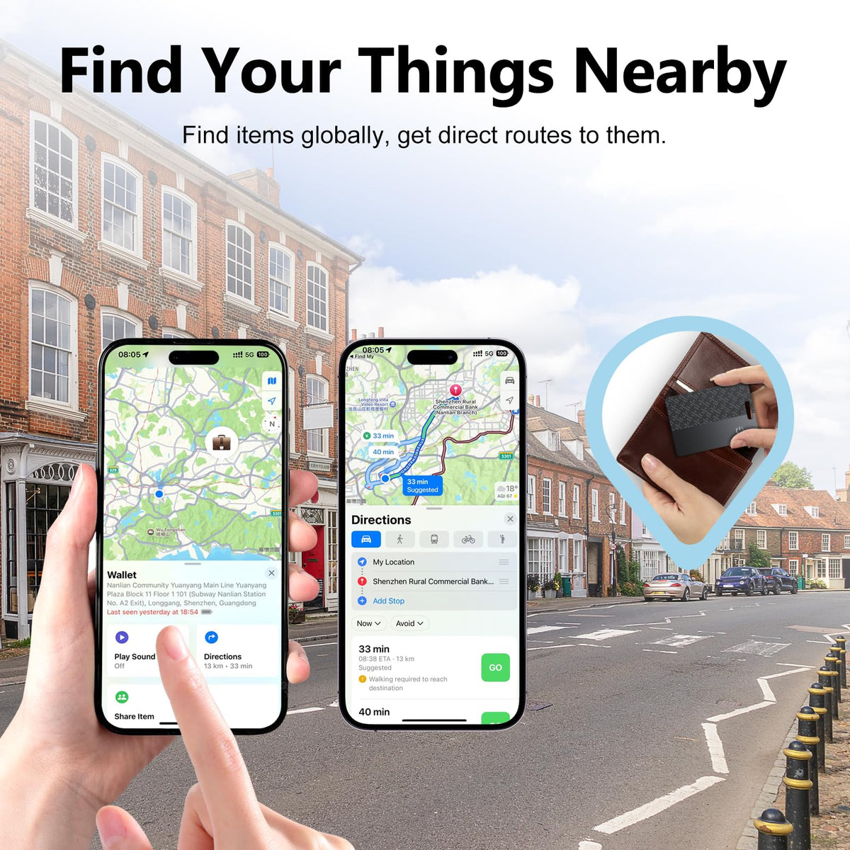 Ultra-Thin Wallet Tracker Card(iOS Only), Bluetooth Tracker Smart Card for Apple Find My iPhone Wallet GPS Tracker, Supports Wireless Charging, 10 Years Battery for Luggage, Wallets, Backpacks, Keys