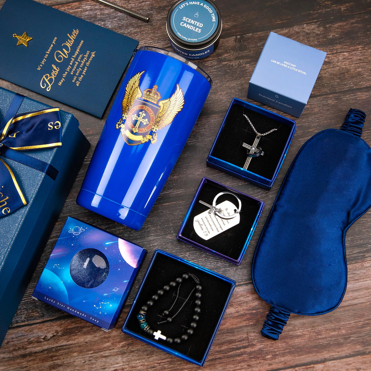Birthday Gifts for Men,Blue Man Premium Gifts Basket Ideas Set for Him,Men's Birthday Gift Box Presents for Dad,Husband,Brother,Son, Boyfriend,Male Friend,Coworker Christmas Gift Retirement Gifts Box