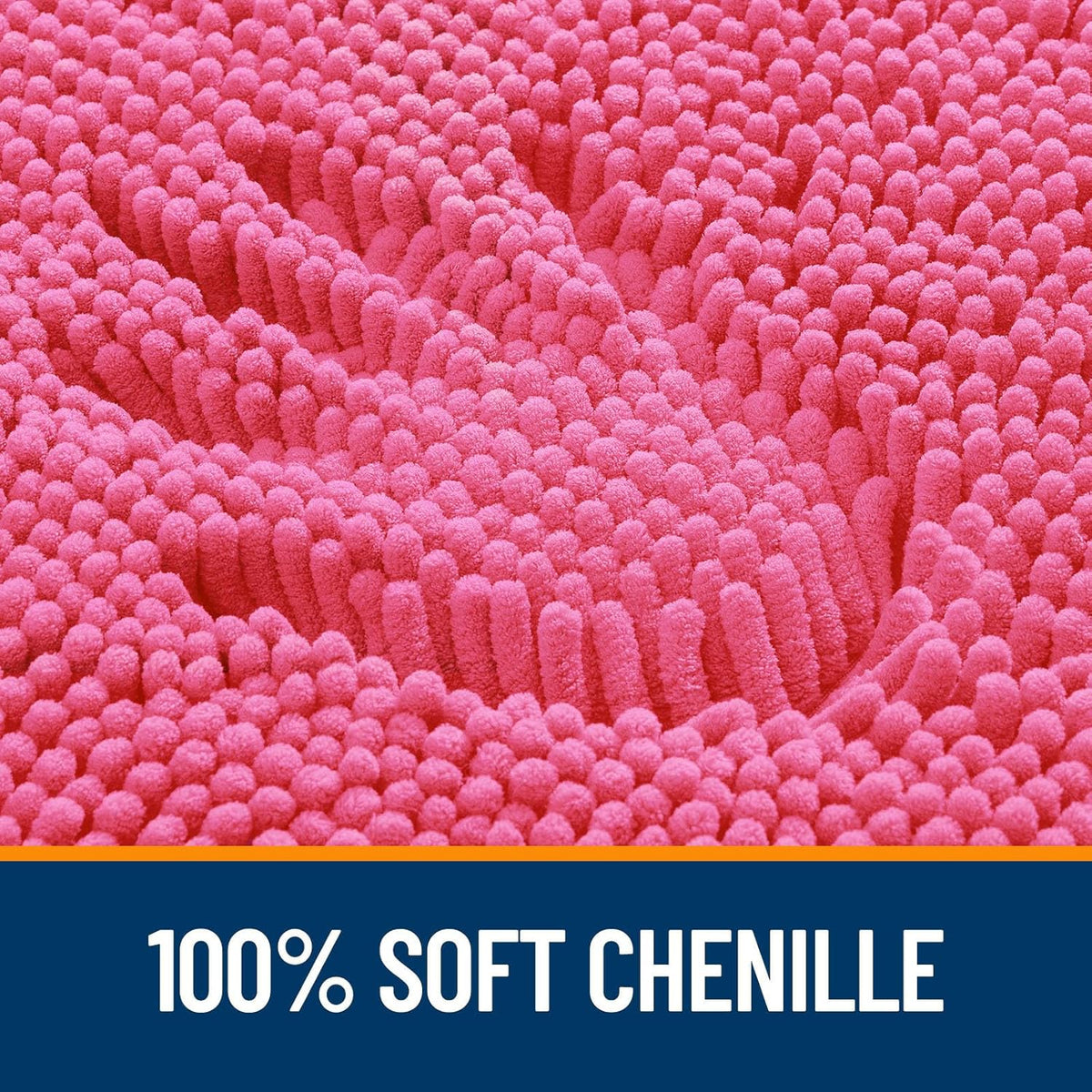 OLANLY Bathroom Runner Rugs - Soft Chenille Bath Mats with Rubber Backing | Quick Dry, 47x17, Hot Pink