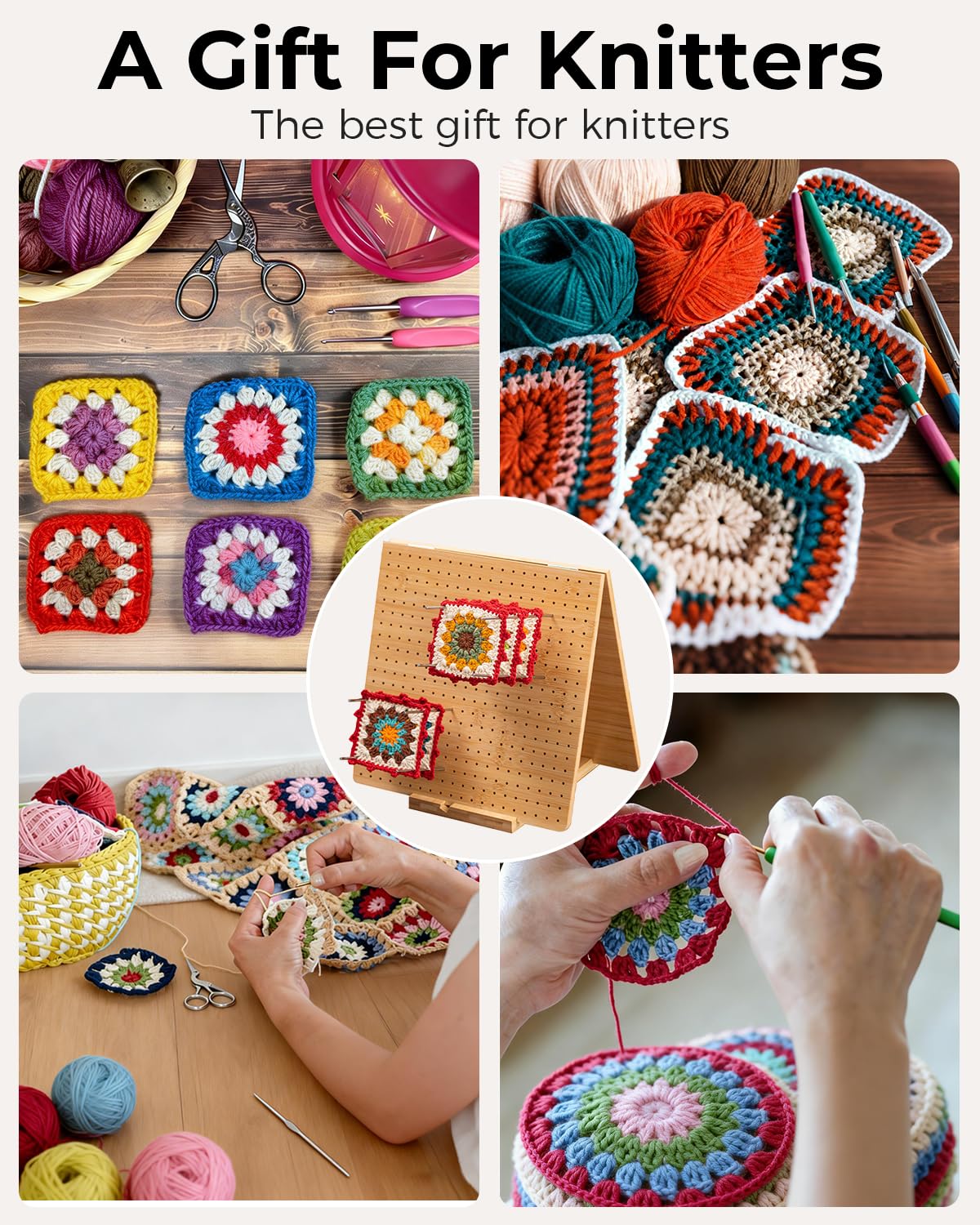 23" x 11.5" Large Crochet Blocking Board, Foldable Crochet Board for Blocking with 40 Pegs, Includes Needlepoint Bars and Crochet Complete, Complete Knitting Accessories Gift Set for Crocheters