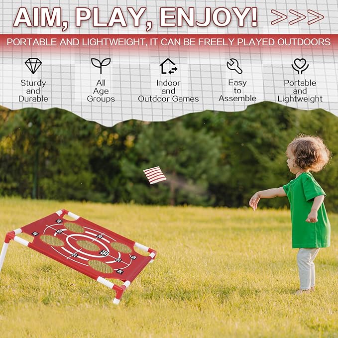 Outdoor Games Bean Bag Toss Games for Kids and Adults, Yard Lawn Games with Carry Bag, Great for Backyard, Camping, Beach