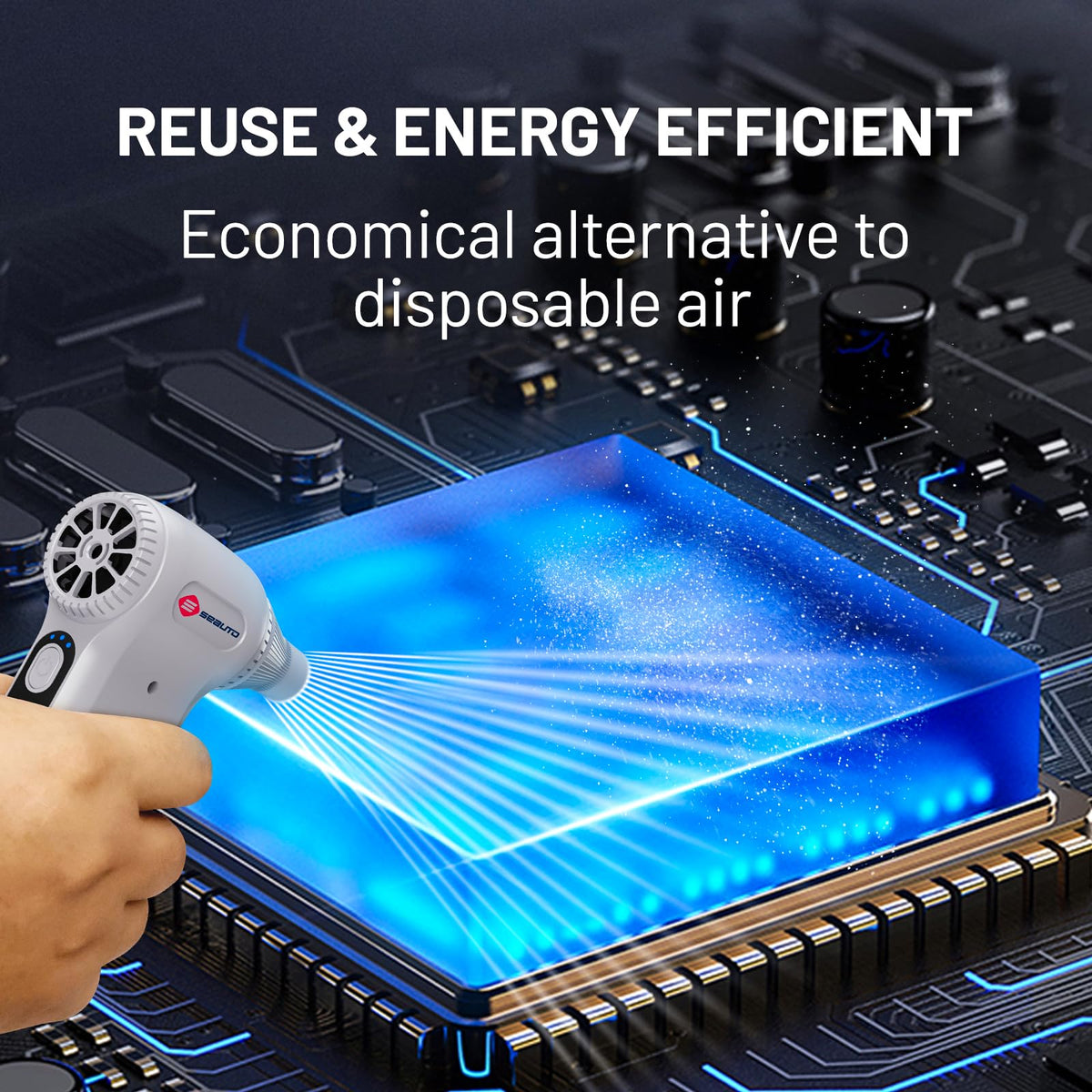 Compressed Air Duster, Ergonomic Design 250,000 RPM Compressed Canned Air Alternative, 3-Gear Powerful Blower for Computer Keyboard, PC Cleaning,Appliance,Car,Home and Outdoor