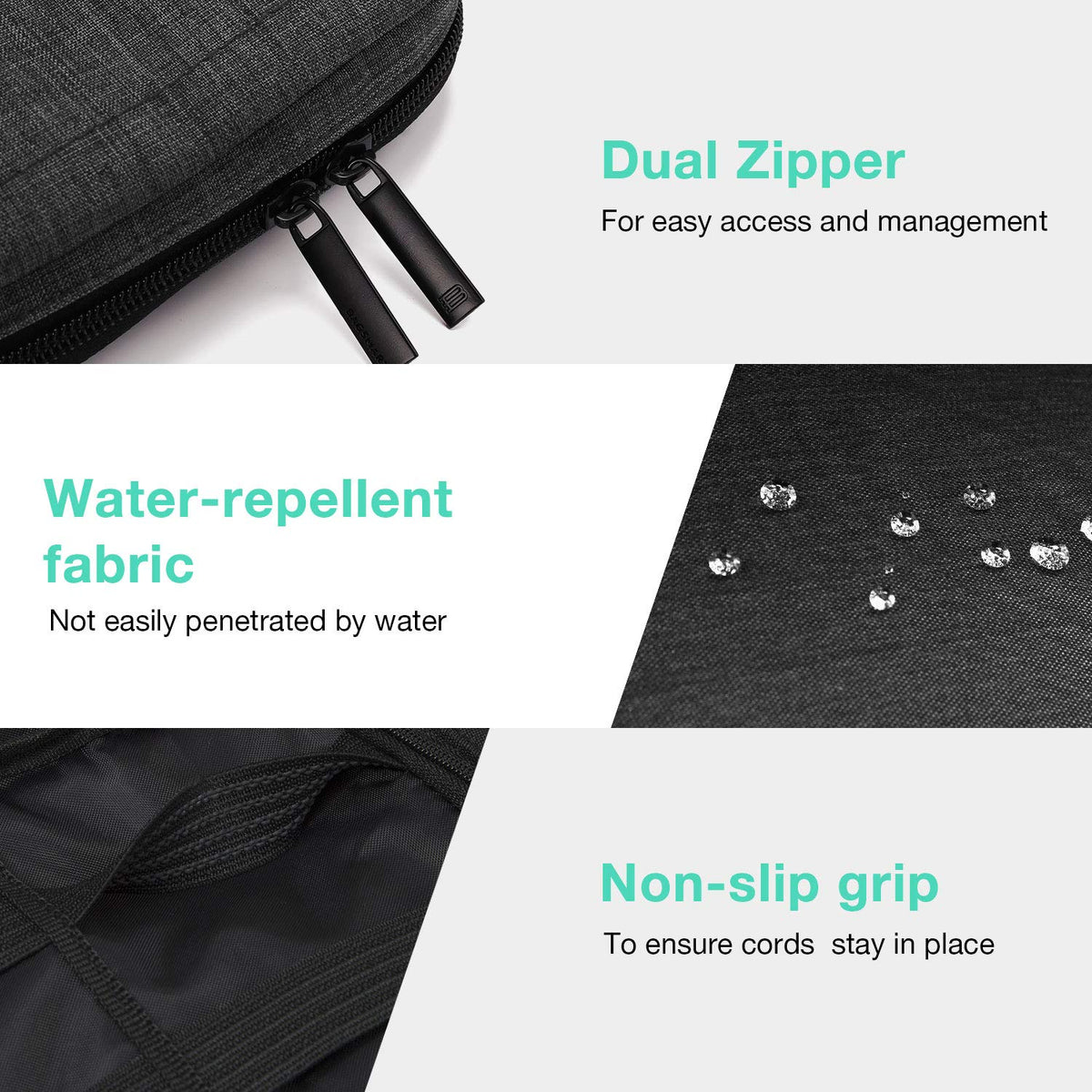 BAGSMART Electronics Organizer Travel Case, Small Cord Bag for Travel Essentials, Tech bag for Men Women, Cable Organizer for Phone, SD Card, Black