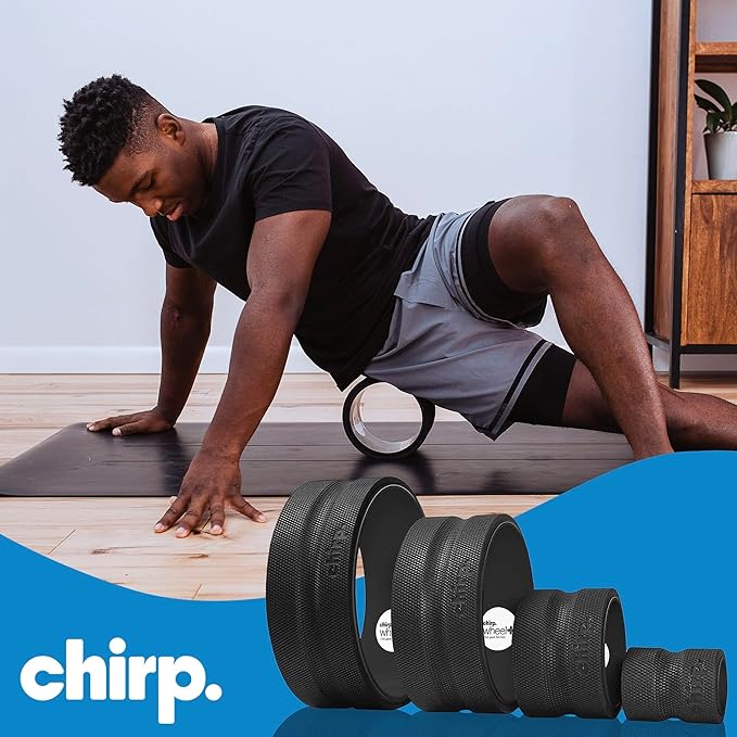 Chirp Wheel Foam Roller ??Targeted Back & Neck Relief, Lumbar Spine Stretcher, Spinal Decompression Back Stretcher, Massage Roller with Density Foam for Physical Therapy, Supports 500lbs, 4-Pack Black