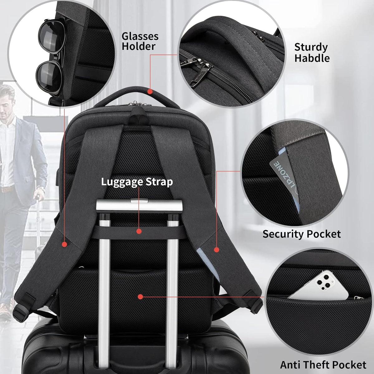 17 Inch Backpack Backpack DUSLANG Laptop for Travel Water Resistant College for Men/Women Laptop Bag with USB Charging