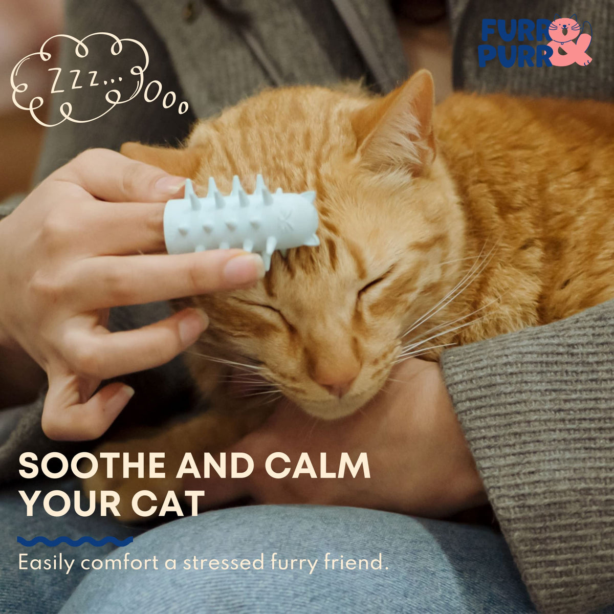 Furr&Purr Cat Brush Set for Indoor Cats - Grooming Tools: Face Scratcher, Calming Massager, and Scratching Pad (2-Pack, Made in the USA)
