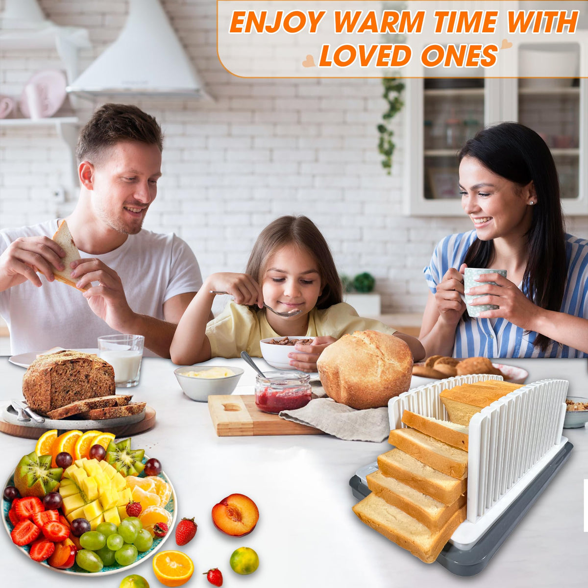 New Upgrade Bread Slicer for Homemade Bread, Adjustable Width Bread Slicer Guide with Crumb Tray, Foldable and Compact Design, Perfect For Homemade Bread, Bagels, Cakes, Easy To Use & Clean