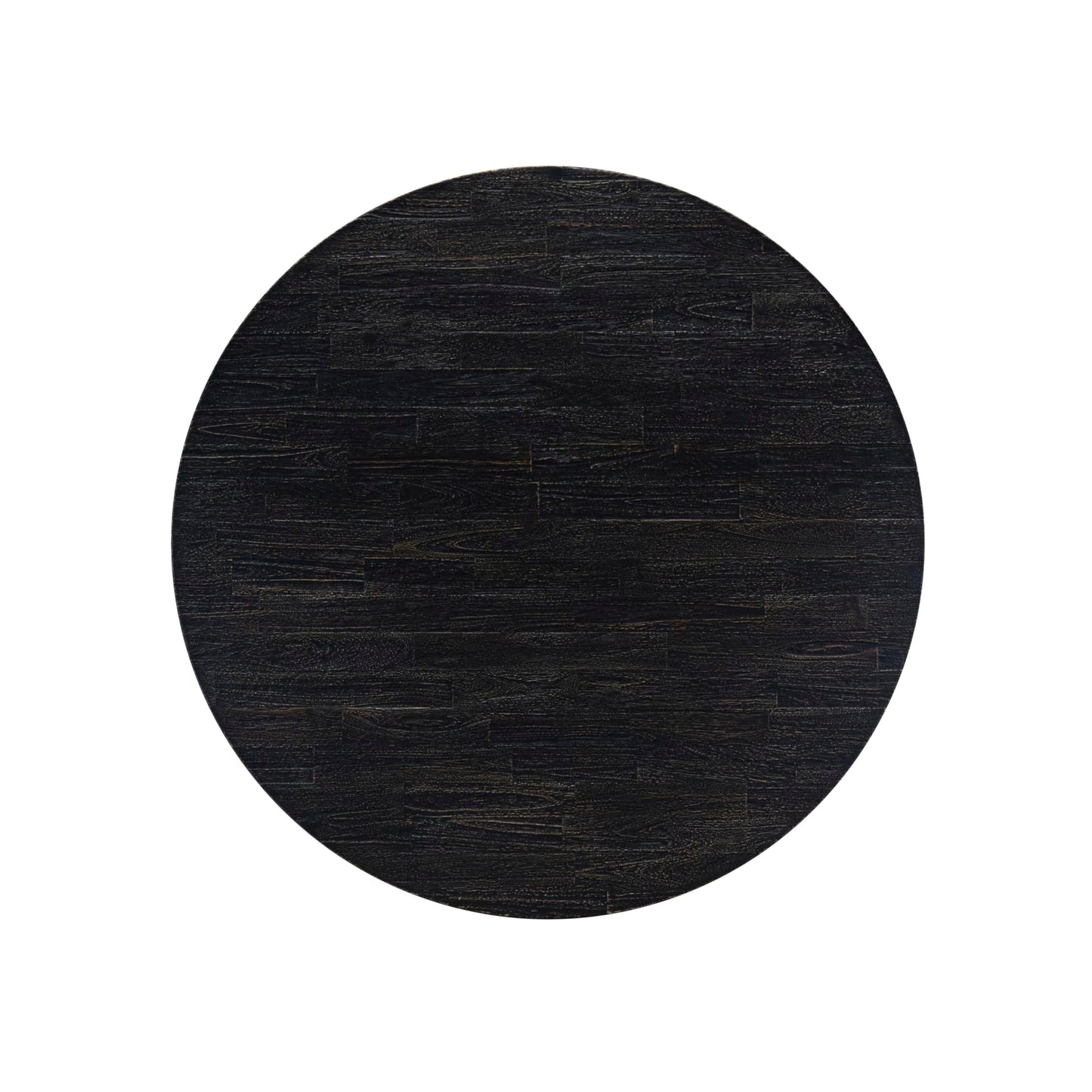 Luxe by East West Furniture FE7-11-TP Kitchen Table with Acacia Wood Round Tabletop and Stylish Pedestal Base - Sand Blasted Black Finish
