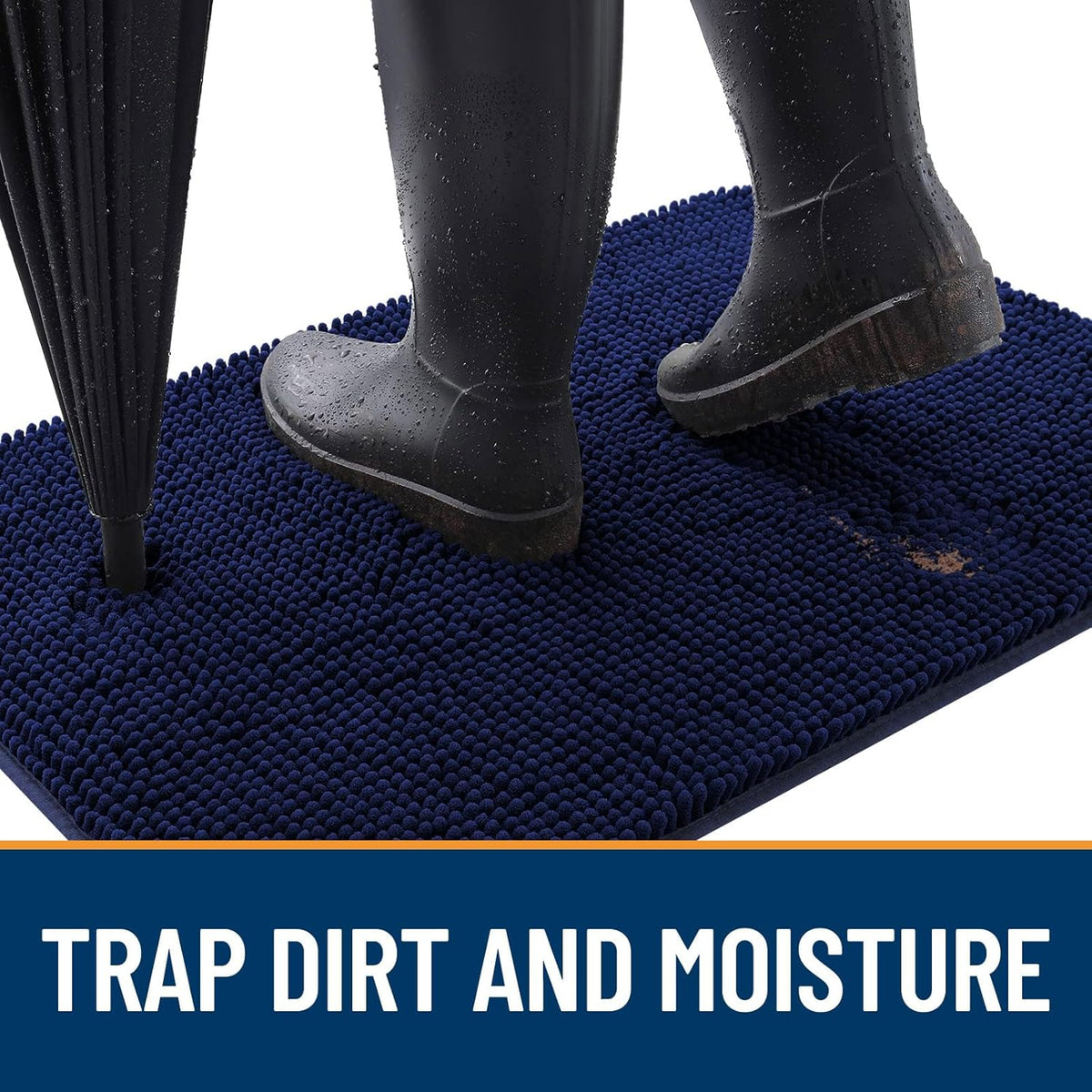 OLANLY Dog Door Mat - Absorbent Non-Slip Washable Doormat for Muddy Paws | 44x24 Navy Blue