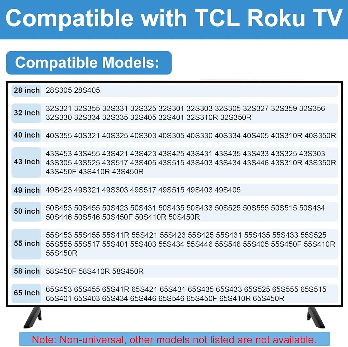 Yaotieci 32" 40" 43" 49" 50" 55" 65" 32S359 32S355 40S355 43S455 50S525 55S435 65S455, (Upgraded Version) TV Legs