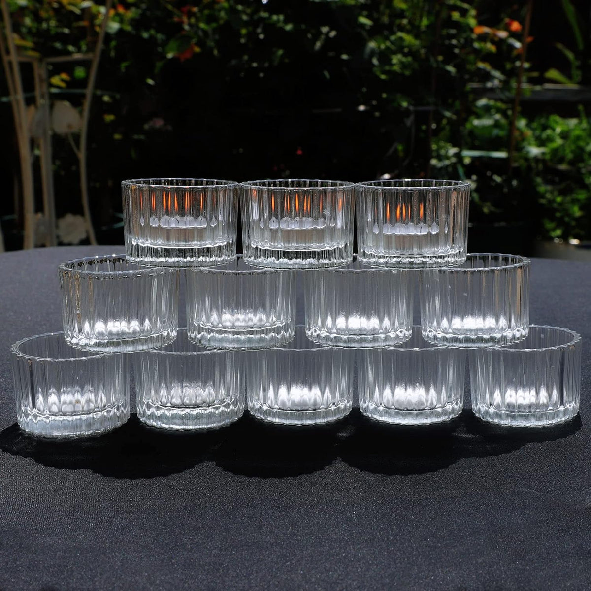 VOHO Clear Tealight Candle Holders - Set of 12 Glass Holders for Weddings & Home Decor | 2'' x 1.4''