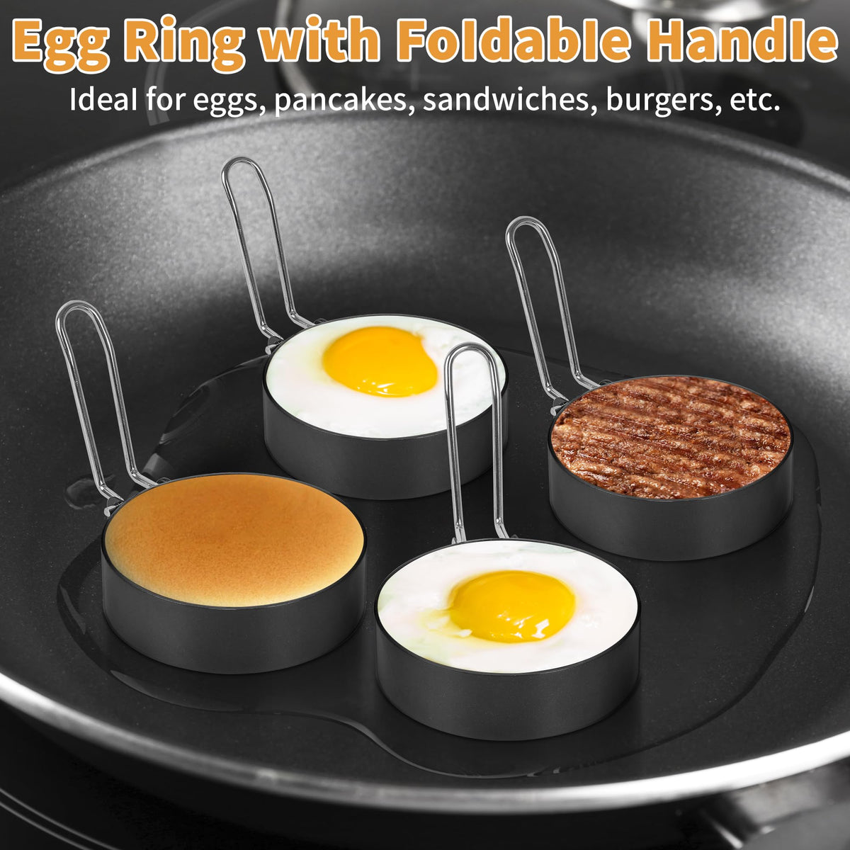Blackstone Breakfast Kit Pancake Batter Dispenser 9PCS Griddle Accessories Set - Included Pancake Batter Dispenser Bacon Press Egg Rings Hamburger Press Patty Maker Brush and Oil Separating Paper