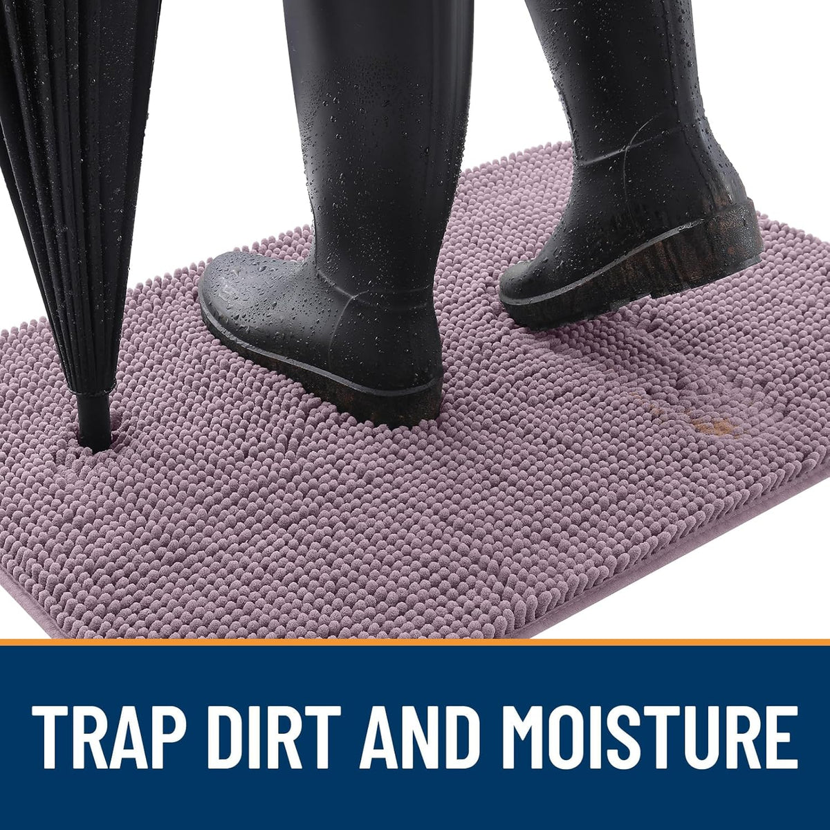 OLANLY Dog Door Mat - Absorbent Non-Slip Chenille Mat for Muddy Paws | 40x32 Deep Plum Color