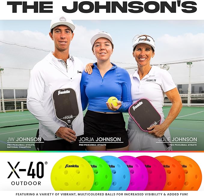 Franklin Sports X-40 Outdoor Pickleballs - Official Ball of USA Pickleball, APP Tour + US Open - Regulation Size