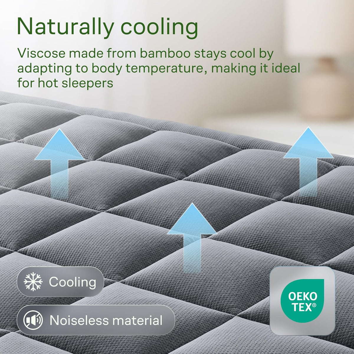 Skiennix Ultra Soft California King Mattress Topper - Bamboo Viscose Pillow Top for Cooling Comfort