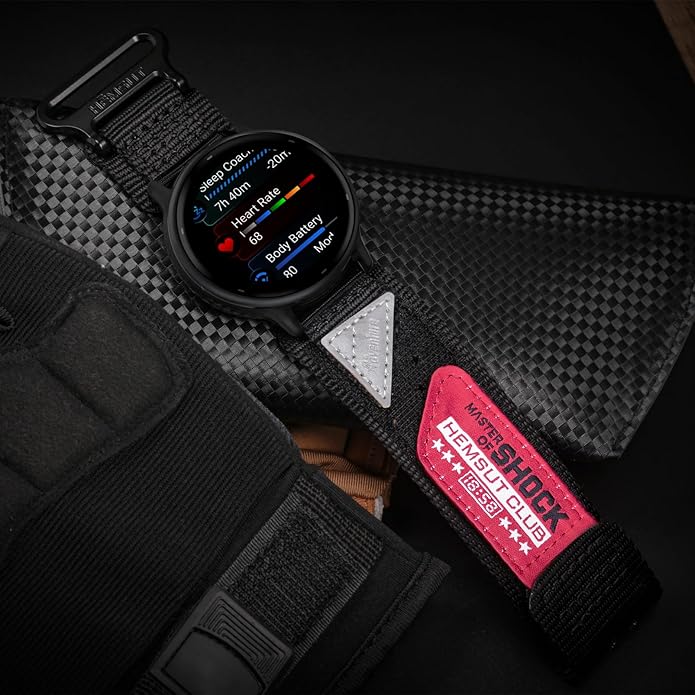 20mm Nylon Band Compatible with Garmin Vivoactive6/5/3,Forerunner 165/55/645/245 Music, 20mm Soft Nylon Replacement Strap