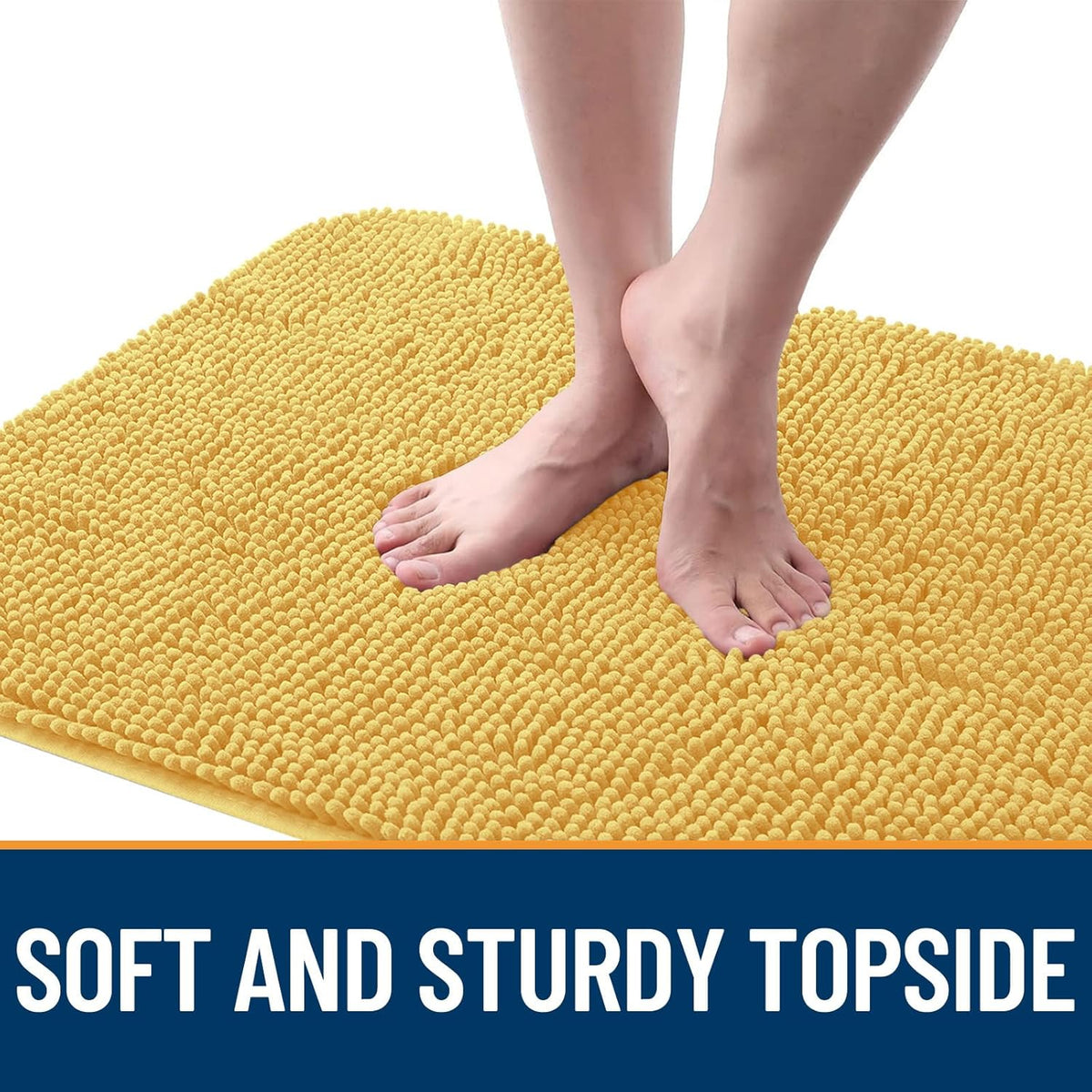 OLANLY Dog Door Mat - Absorbent Non-Slip Washable Doormat for Muddy Paws | 70x32 Yellow Chenille Carpet