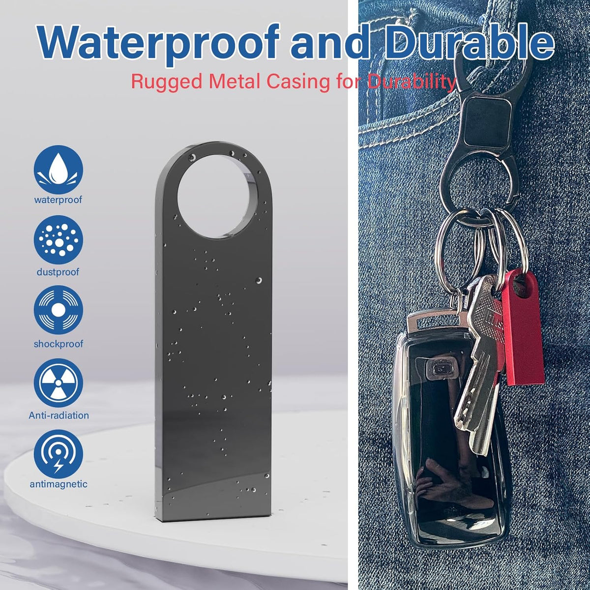 Wooolken 5 Pack 1GB 2.0 USB Flash Drive with Keychains, Sleek Metal USB Thumb Drives Memory Stick for PC Laptop