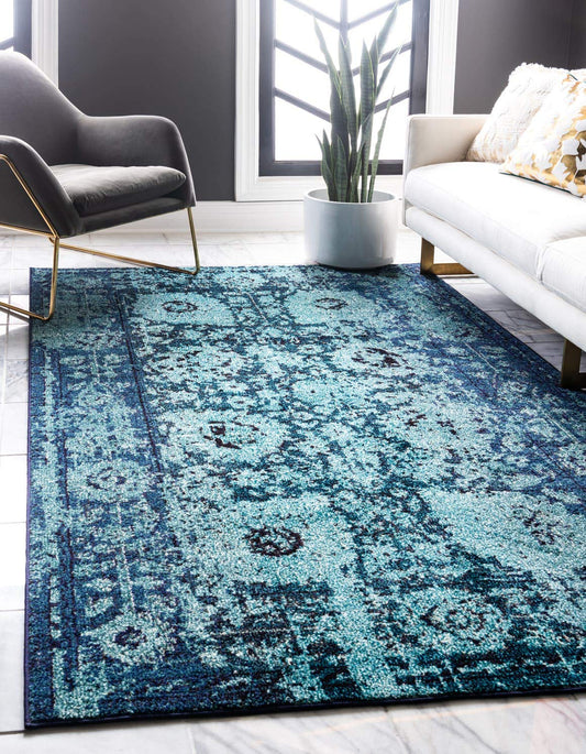 Unique Loom Medici Collection Vintage Botanical Traditional Blue Area Rug (10' 0 x 13' 0)
