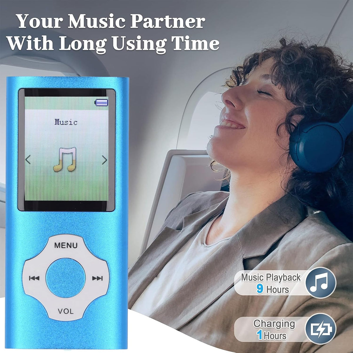 MP3 MP4 1.8in 128GB Player, Lossless Sound Portable Video Music Player, Color Screen Digital Music Player with Speaker