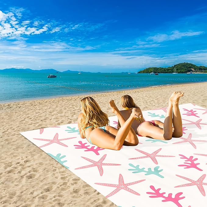 Beach Blanket, 110''×118'' Waterproof Sandproof Beach Mat, Lightweight Outdoor Picnic Blanket for Travel, Camping, Hiking