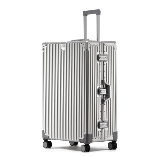 EclatVivid Luggage, Full Aluminum Body Suitcase, 28 Inch 100% Aluminum Hard Shell Luggage, Aluminium Large Suitcase With TSA Locks(Silver, Classic)