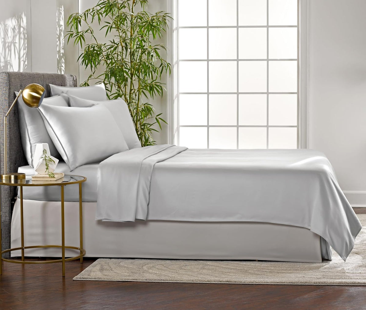 Pure Bamboo King Sheets - Luxuriously Soft 100% Organic Viscose Bed Sheet Set | Cooling & Durable (King, Silver Pearl)