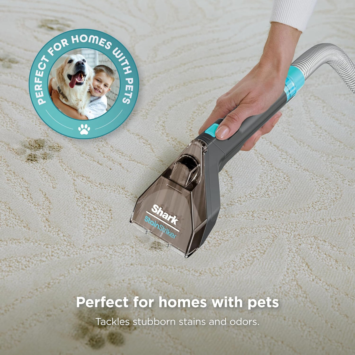 Shark StainStriker Portable Carpet & Upholstery Cleaner - Spot & Stain Eliminator with 2 Tools & Solutions | Charcoal PX221BRN
