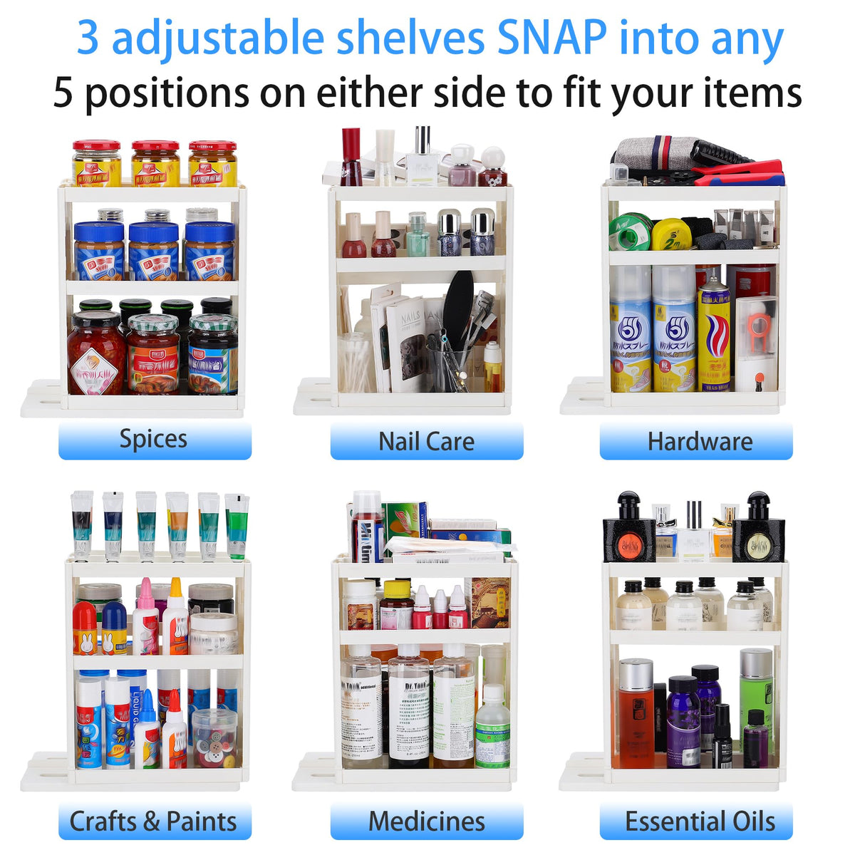 Dutiplus Medicine Organizer 3-Tier Shelves Cabinet Storage Rack Organizer for Holding Vitamins, Supplements, Cosmetics 10.82" H x 5.82" W x 10.43" D (Creamy White)