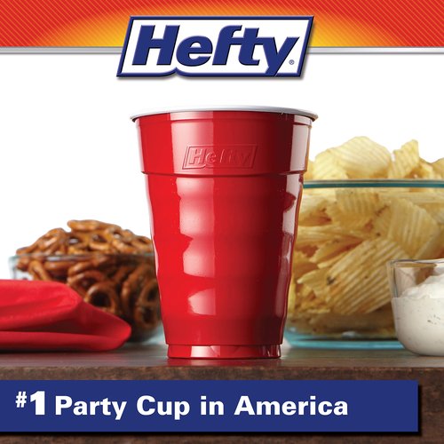 Hefty Disposable Plastic Cups, Red, 9 Ounce, 50 Count (Pack of 12), 600 Total