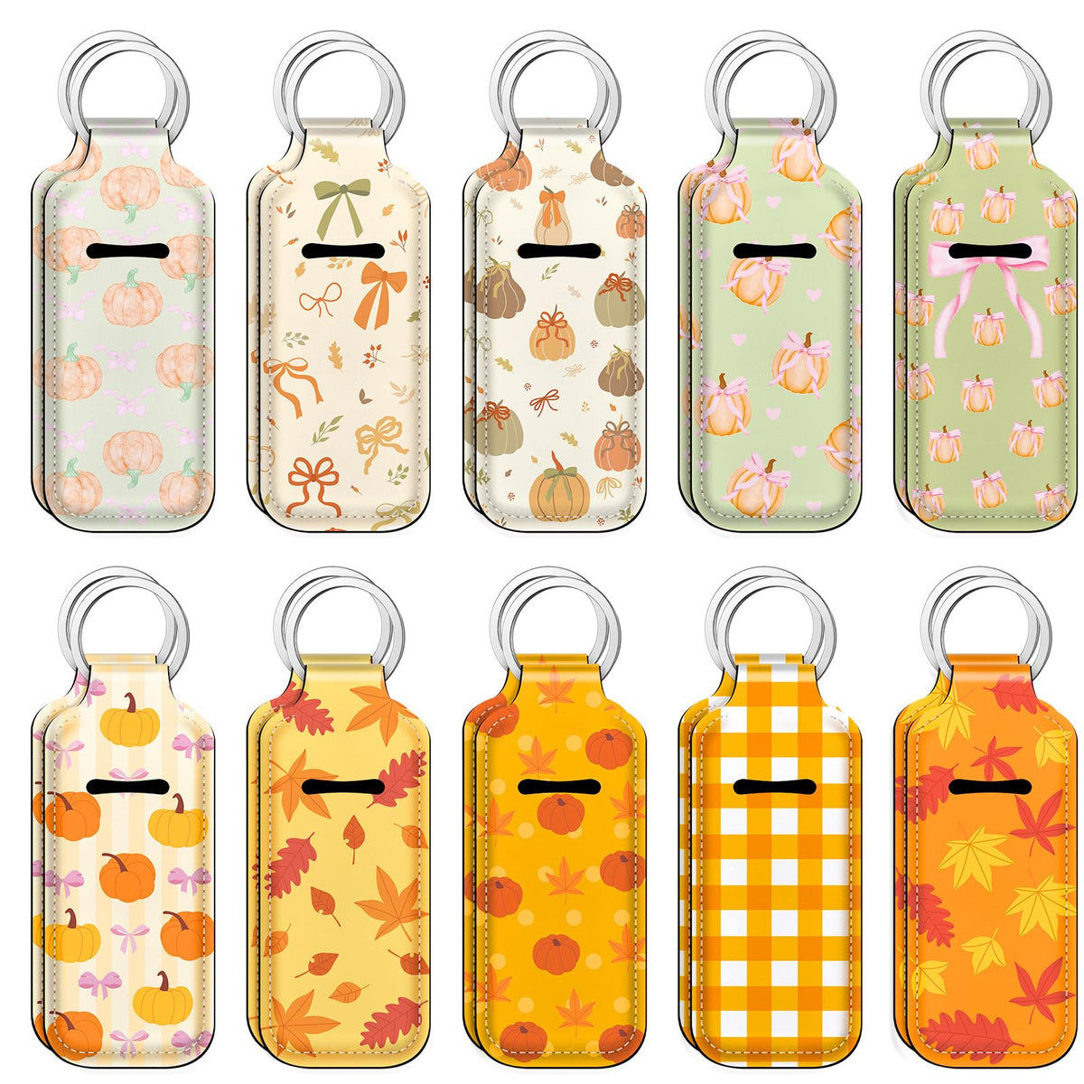 Ctosree 20 Pcs Thanksgiving Lipstick Holder Keychain Friendsgiving Gifts Pumpkin Lip Balm Holder for Thanksgiving Party Favor