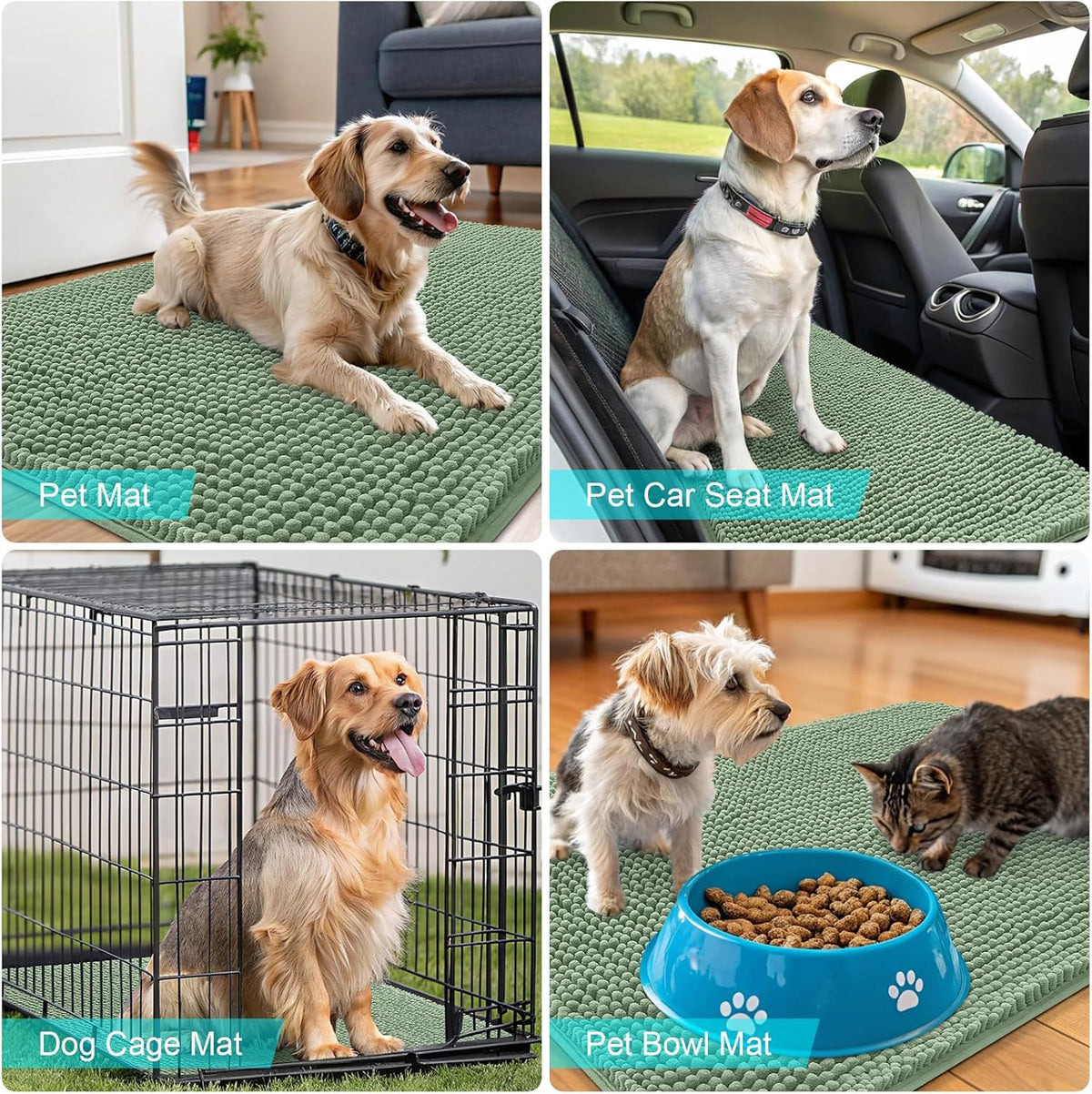 OLANLY Dog Door Mat - Absorbent Non-Slip Mud Mat for Indoor Use | 45x27 Inches, Olive Green