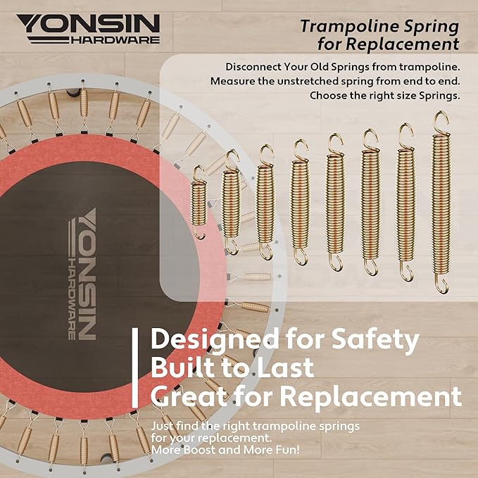 Trampoline Springs Heavy Duty with Swivel & Straight Hooks, Stainless Steel Trampoline Accessories Ideal Spring Replacement, Includes T-Hook Tool