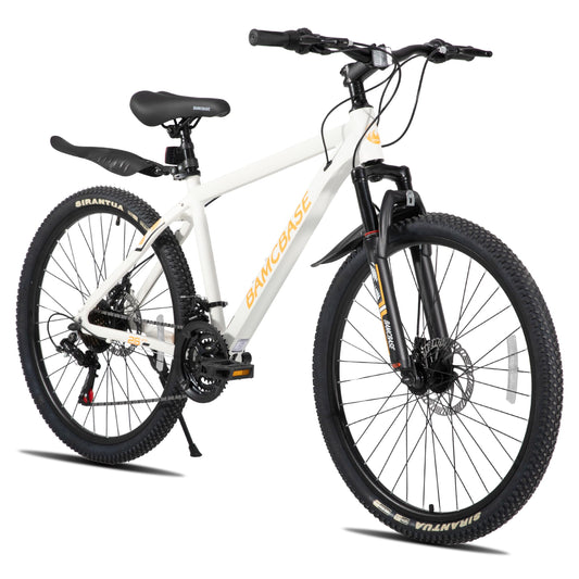 HH HILAND 27.5 Inch Mountain Bike, Mens and Womens Aluminum Frame MTB with 21 Speeds, Dis Brake, Hardtail Bicycle for Adults White