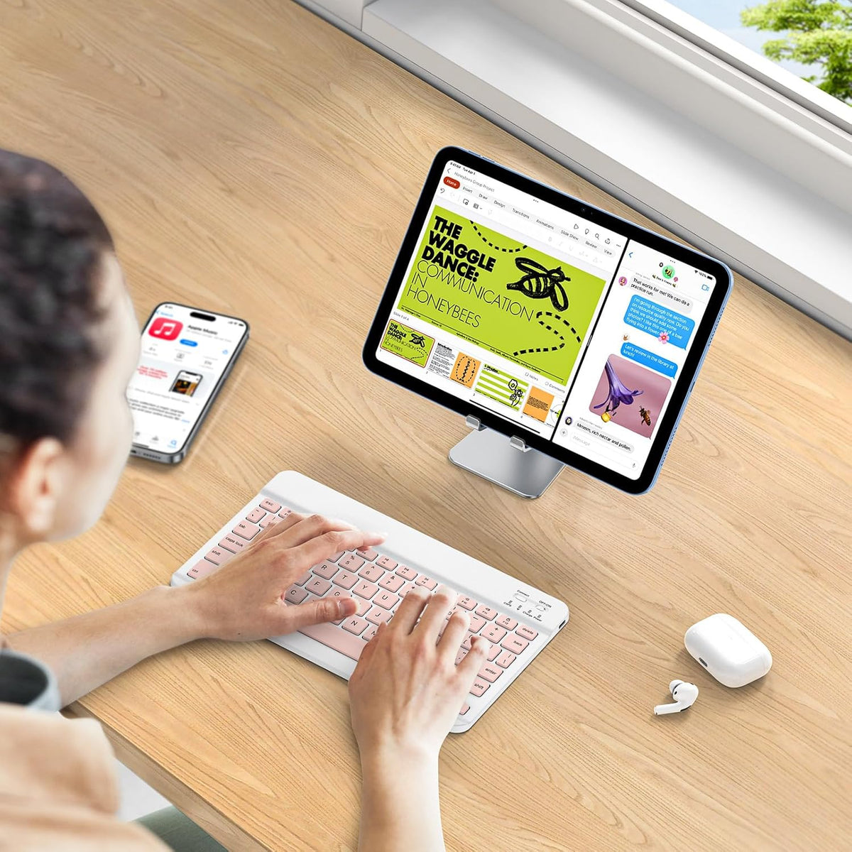Emetok Wireless Keyboard for Tablet, iPad, iOS, Android, Windows, Rechargeable Mini Bluetooth Keyboard, Portable Size