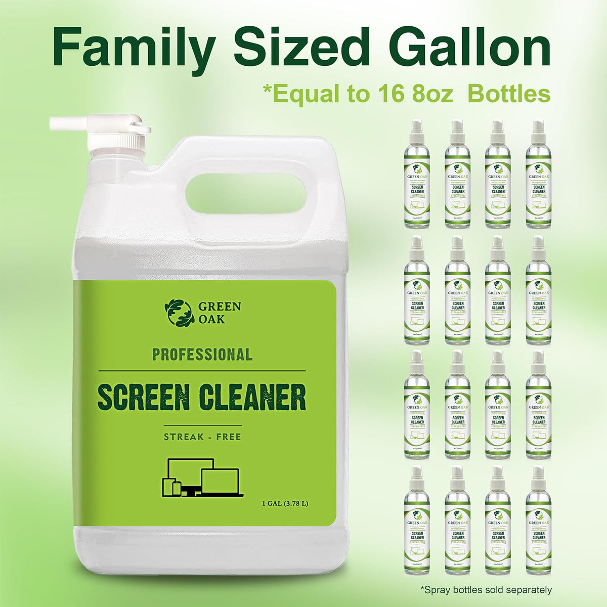 (1 Green Oak Screen Cleaner Refill Professional Screen Cleaner Spray - Best for LCD & LED TV, Tablet, Computer Monitor