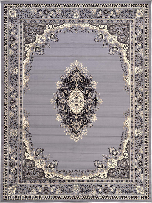 Unique Loom Reza Collection Traditional Persian Style Area Rug, 9 ft 10 in x 13 ft, Gray/Ivory