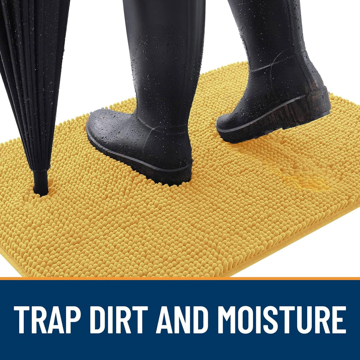 OLANLY Dog Door Mat - Absorbent Non-Slip Washable Doormat for Muddy Paws | 70x32 Yellow Chenille Carpet