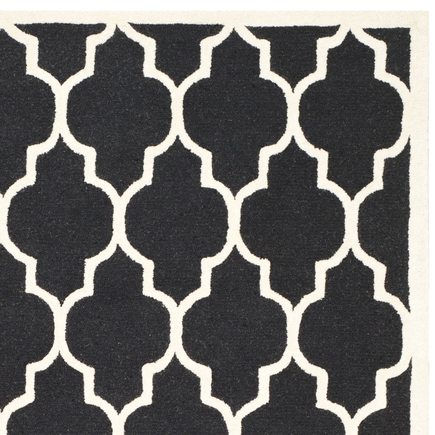 SAFAVIEH Area Rug 8x10 - Cambridge Collection - Large - Black & Ivory, Handmade Wool, Moroccan Trellis Design, Ideal for Living Room, Bedroom, Office, Dining Space (CAM134E)