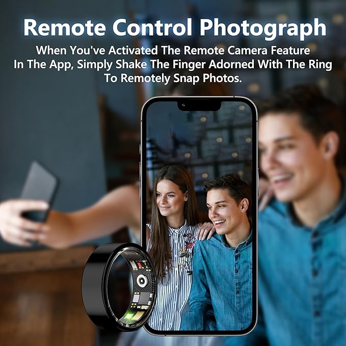 Smart Health Ring for Women Men Fitness Tracker with Heart Rate, Blood Oxygen, Blood Pressure, Sleep Monitoring, Step Counting, IP68 Waterproof for iPhone and Android, No Subscription Fee, Black 6#