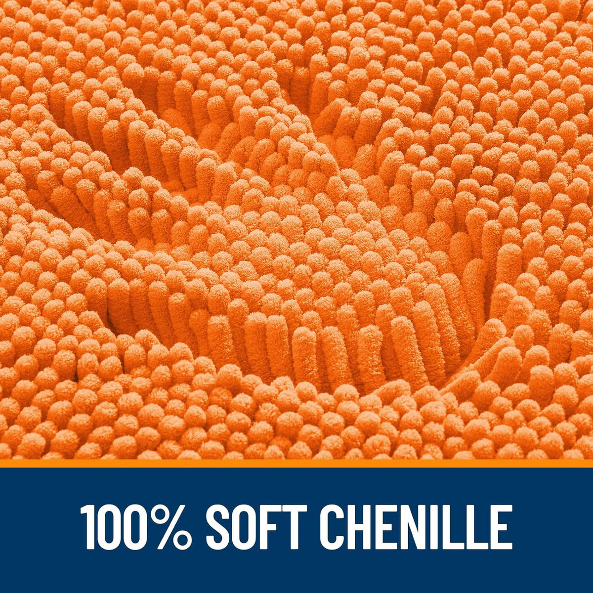 OLANLY Large Bathroom Rugs - Extra Soft Chenille Bath Mats | Quick-Dry, Machine Washable, 40x24, Orange