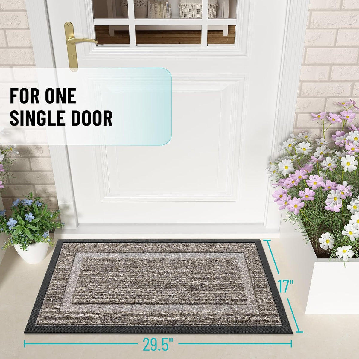 OLANLY Waterproof Front Door Mat - All-Season Indoor/Outdoor Doormat, Easy Clean, 29.5x17, Khaki & White