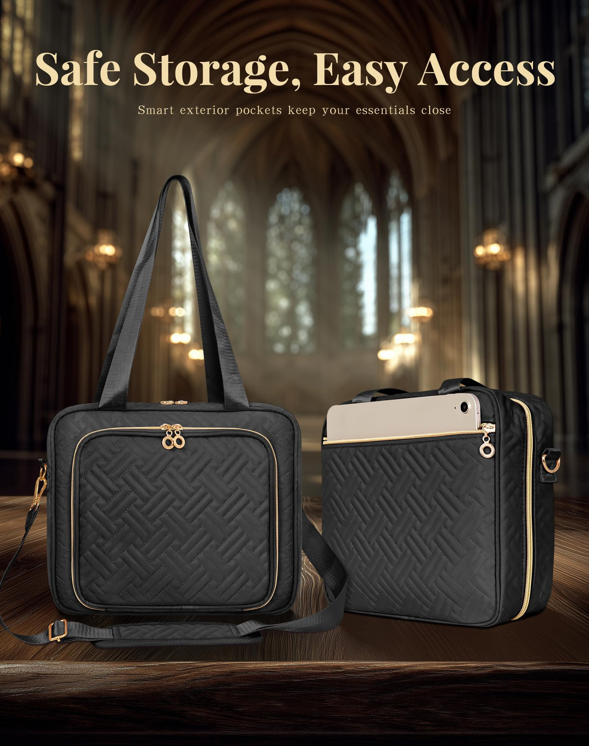 Bible Cover Case for Women, Large Bible Bag and Carrying Case with Zipper & Shoulder Strap, Bible Study Supplies Organizer