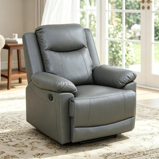 Trygoal Manual Recliner Chair, Nursery Rocking Chair, Lazy Boy Recliner Chair for Adults, Gaming Recliner wih Overstuffed Arms, Suitable for Home Theater, Living Room, Bedroom, Deep Gray