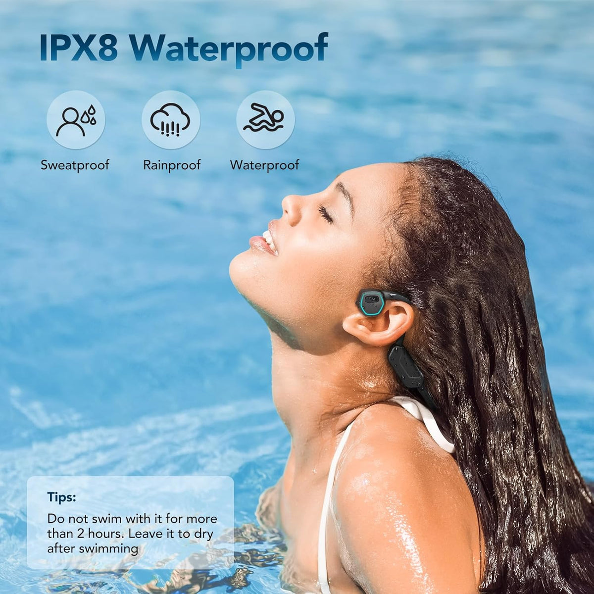 X15 MP3 5.3 Swimming, 32GB AGPTEK Waterproof Player with Bluetooth for Non-in-Ear Bone Conduction Headphones
